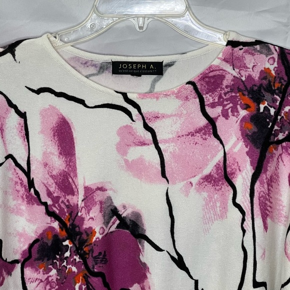 Joseph A Abstract Floral Sweater Womens Deep Purple/Pink/Black/White - Picture 2 of 13